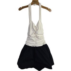 Maeve Anthropologie Womens Halter Twofer Mini Dress Black White Size XS NWT